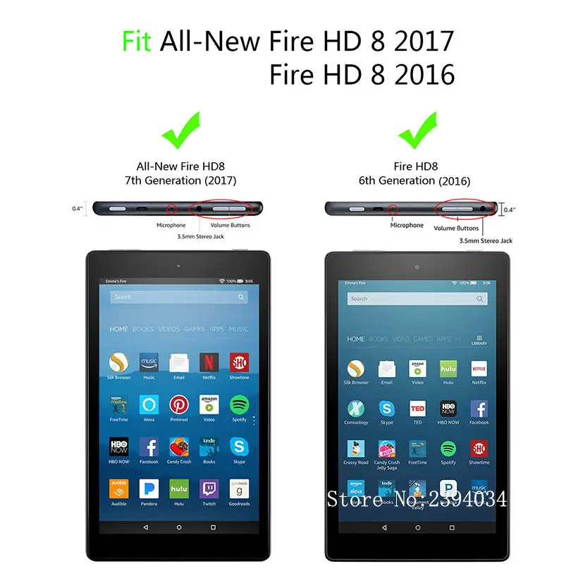 Чехол Funda для Amazon Kindle Fire HD8 HD 8 2017 2016 7th 6th Generation чехол с мультяшным принтом кота