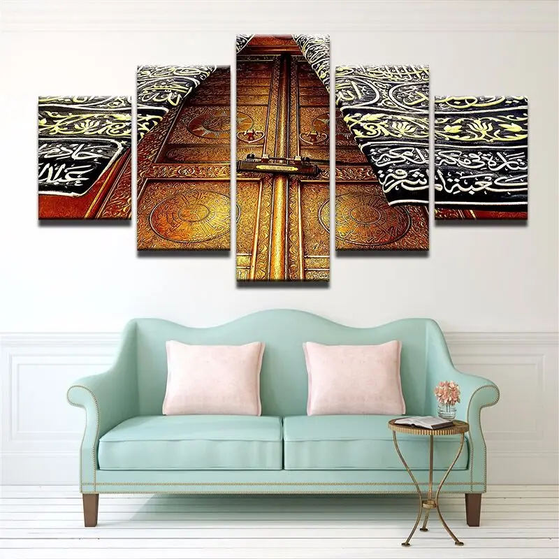 

HD Printed Picture Modular 5 Panel Kaaba Modern Wall Art For Living Room Islam Home Decoration Sanctuary Artwork Canvas Painting