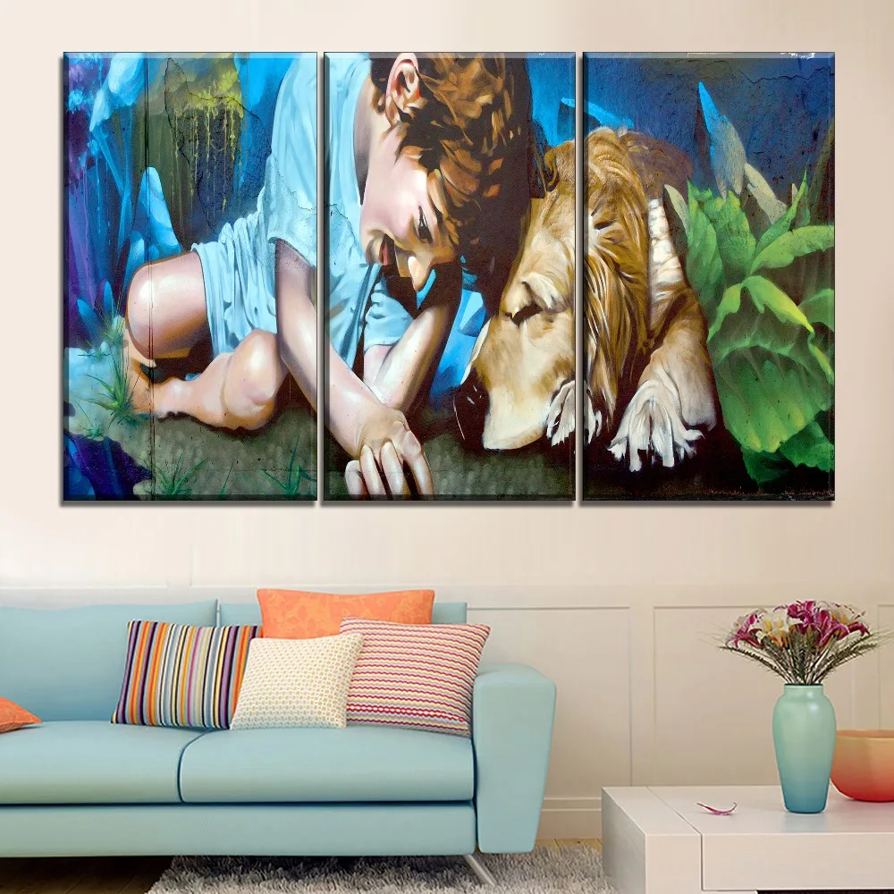 Настенная картина-распылитель для детей и собак 3 предмета модульный стиль