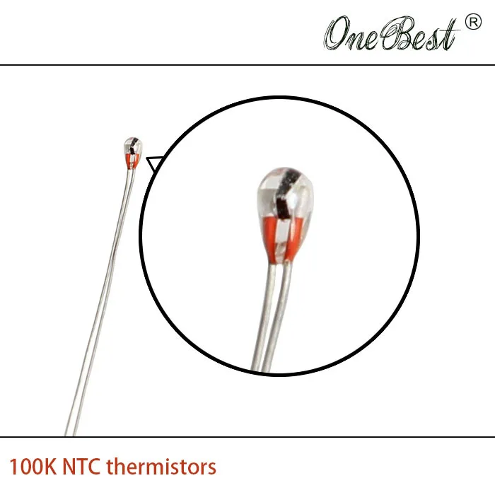 10 шт./лот Термистор NTC 100K односторонний стеклянный Герметичный Ом Точность 1 B = 3950 8