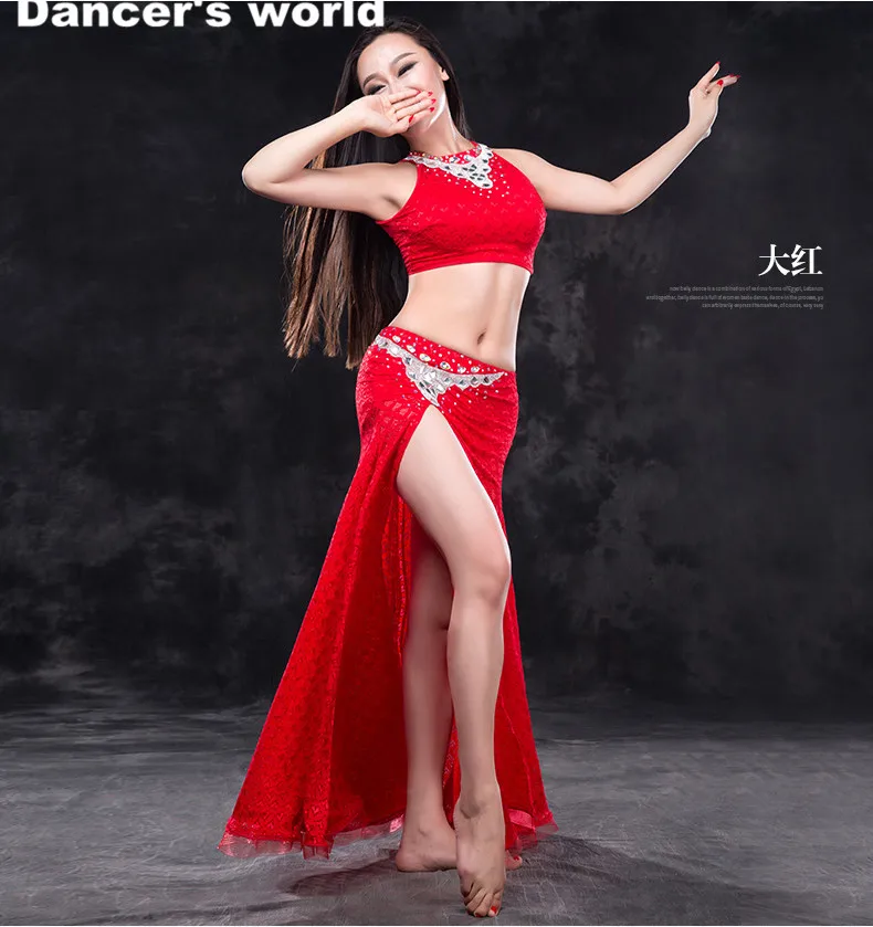 Костюм для танца живота Новый с коротким рукавом женщин Танец 2шт.|bellydance costume|belly