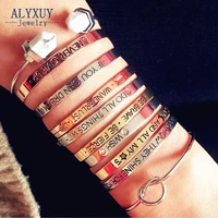 alyxuy beautiful lovers bracelets iron letter brave wish mix design cuff bangles for women girls jewelry gifts b3401