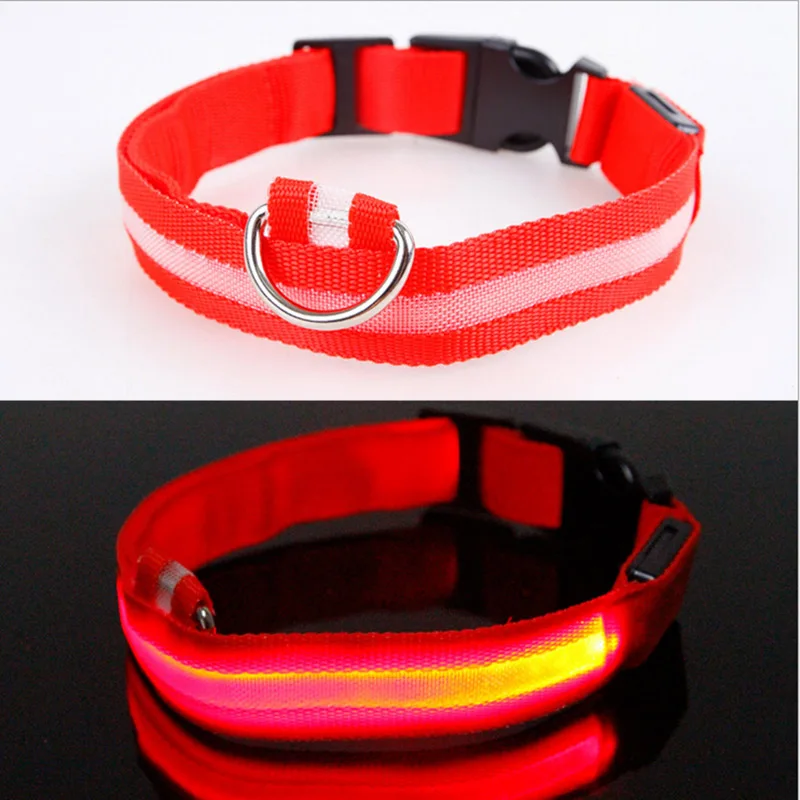 Nylon LED Pet Dog Collar Night Safety Flash Glow In The Dark Leash Luminous Fluorescent Supplies | Дом и сад
