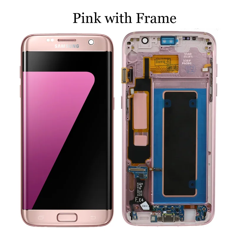 5,5 ''экран для SAMSUNG Galaxy S7 edge ЖК-дисплей G935F SM-G935FD сенсорный дигитайзер сборка запасные части - Цвет: Pink with Frame