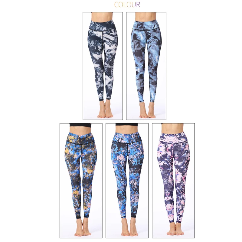 Штаны Для Йоги s женщин Йога Бесшовные Леггинсы с принтом тренировки Фитнес