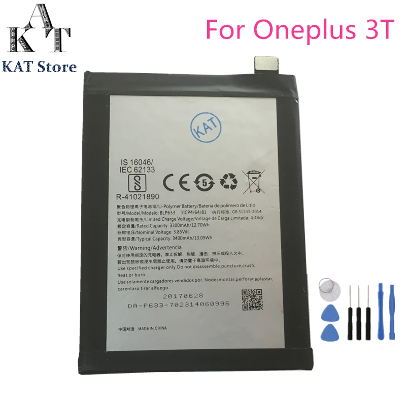 Оригинальная фотобатарея для Oneplus 3T A3003 One Plus 1 + 3400 мАч литий-полимерные батареи