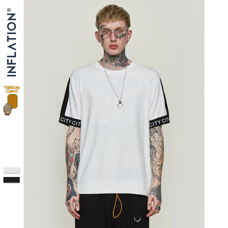 Мужская футболка с О образным вырезом INFLATION хлопковая Футболка в стиле хип хоп