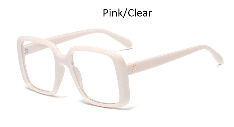 Pink Clear Женская оправа для очков, Новые квадратные очки, прозрачная оптика, женские очки большого размера, модная женская оправа для очков - Цвет оправы: Pink Clear