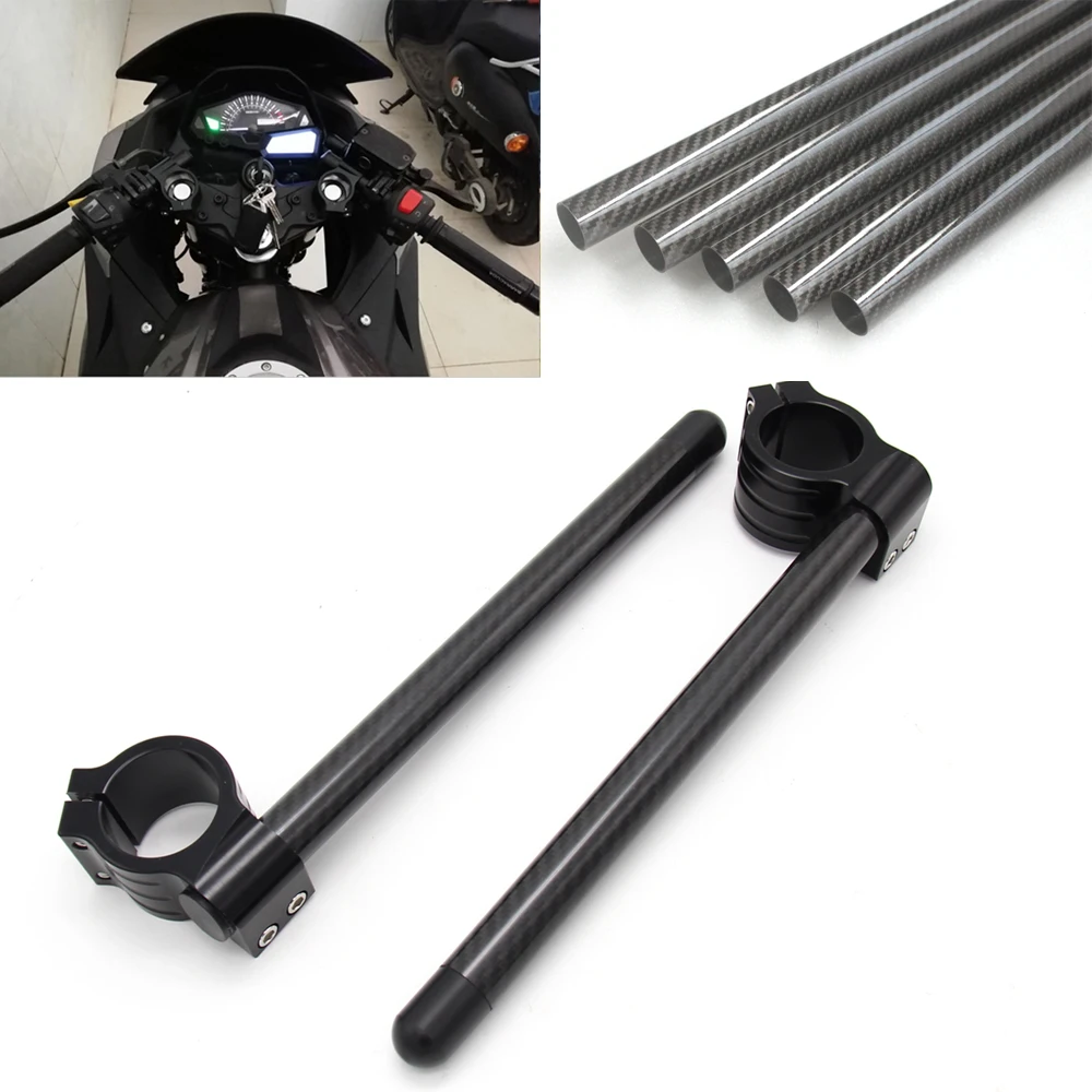 Cafe Racer Motorcycle Handlebar Racing Adjustable Carbon Fiber 31/32/33/36/37/38/39/41/45/46/48/50/51 mm Clip On Fork Handle Bar |
