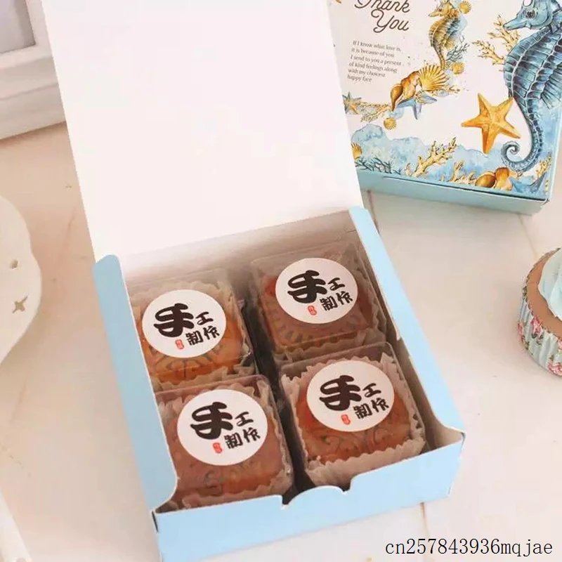 100 шт морской раковины Mooncake Коробки для печенья Печенье Подарочная коробка