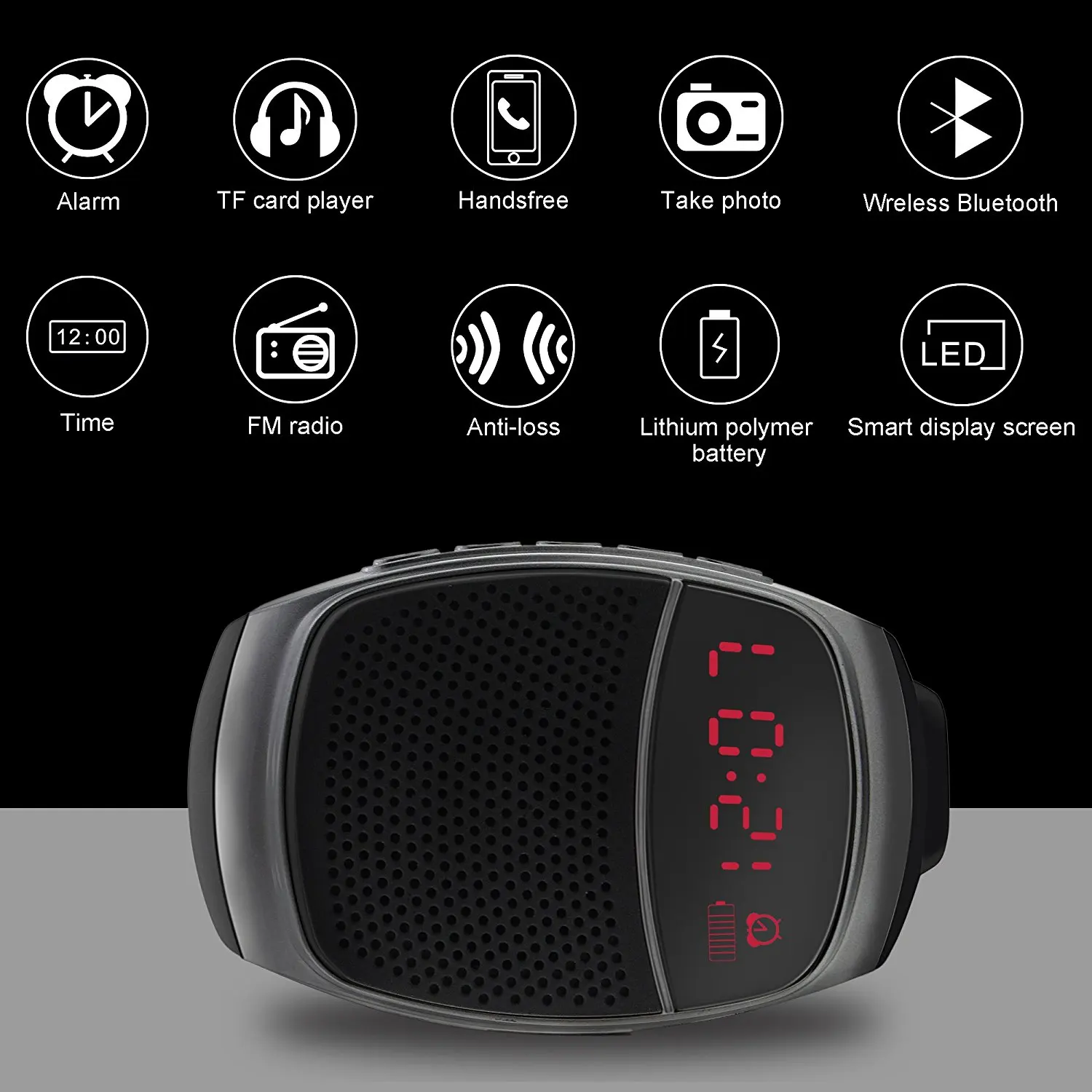 B90 Беспроводной bluetooth динамик в часах Портативный запястье браслет MP3
