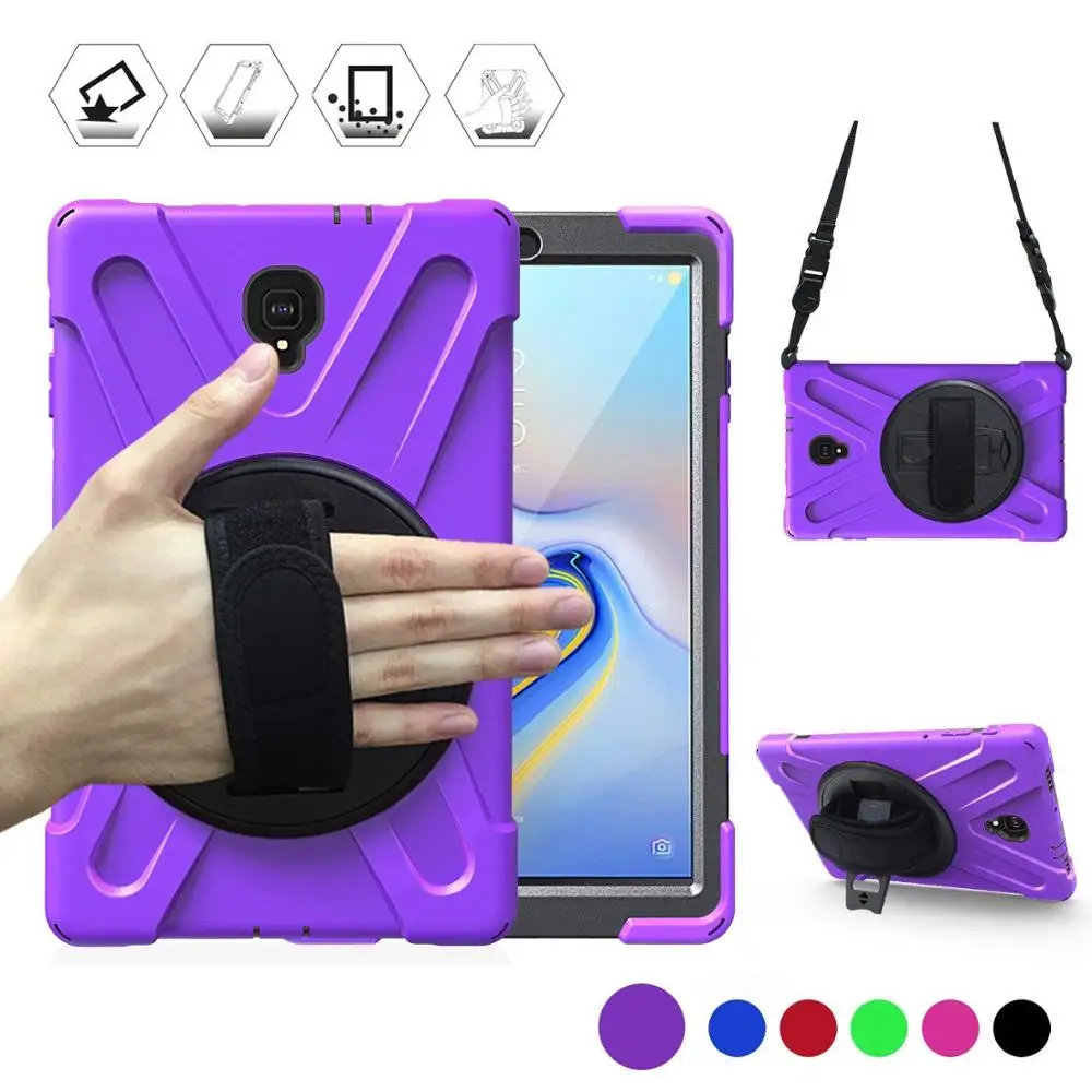 Purple Для Samsung Galaxy Tab A 10,5 чехол SM-T590 SM-T595 ручка ремешок на плечо защитник дети прочный защитный чехол - Цвет: Purple