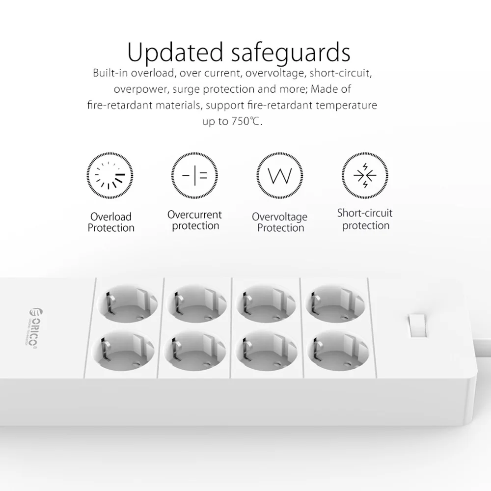 ORICO Мощность розеток 8 выходе стабилизатор напряжения с 5 USB Стандартный