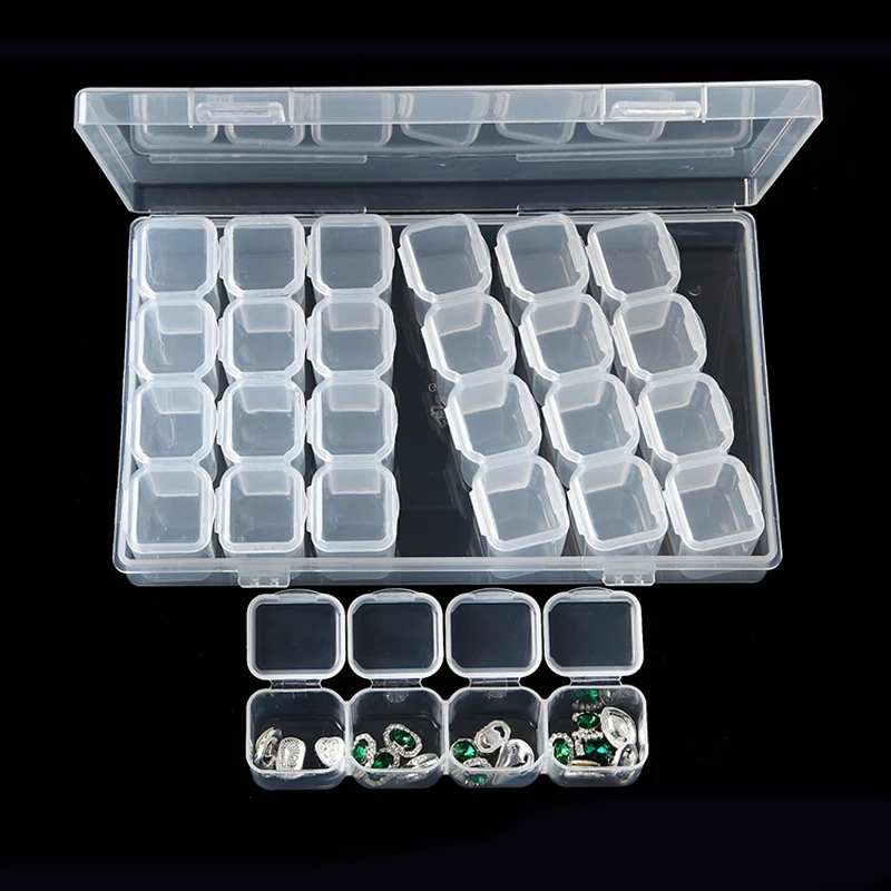 

3pcs 28 Grids Adjustable Compartment Empty Plastic Storage Case Box Nail Art Beads Tools Jewelry Accessories Craft Accessory