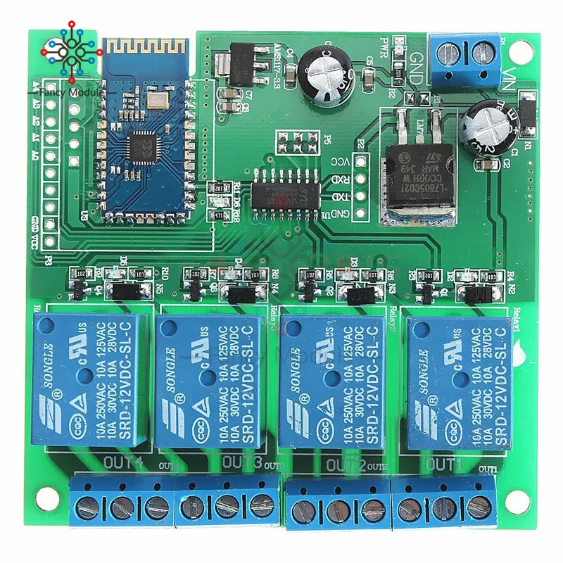 Релейный модуль с Bluetooth 12 В постоянного тока 4 канала|bluetooth relay module|12v modulemodule |