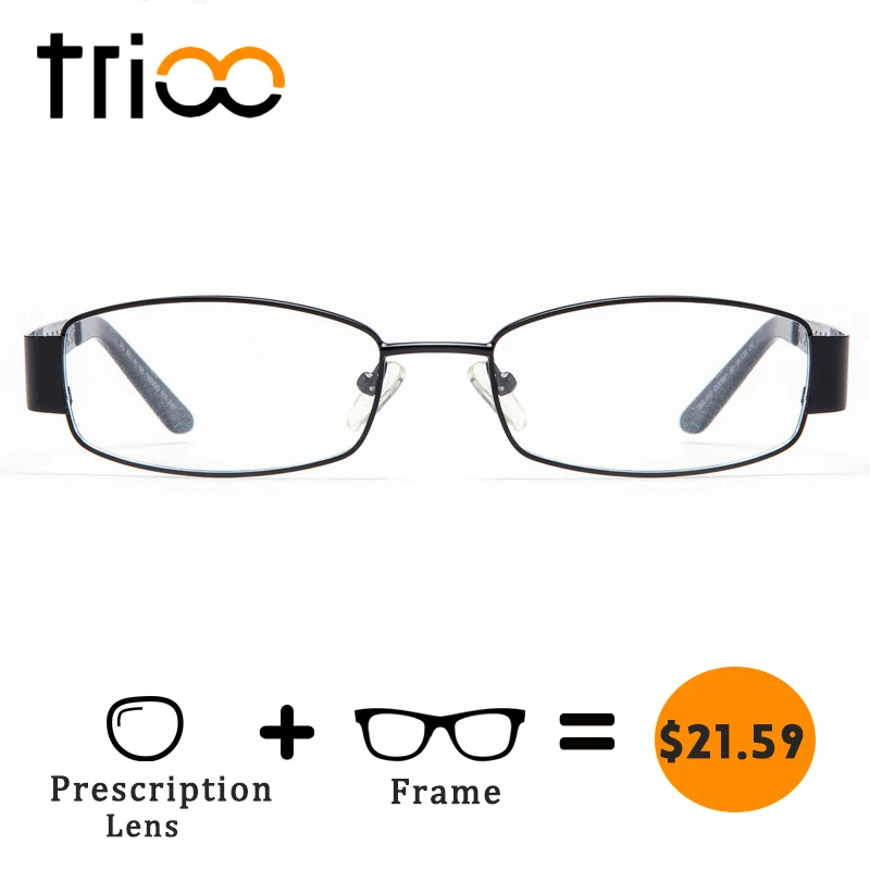 Мужские овальные очки TRIOO металлические с диоптриями и линзами по рецепту