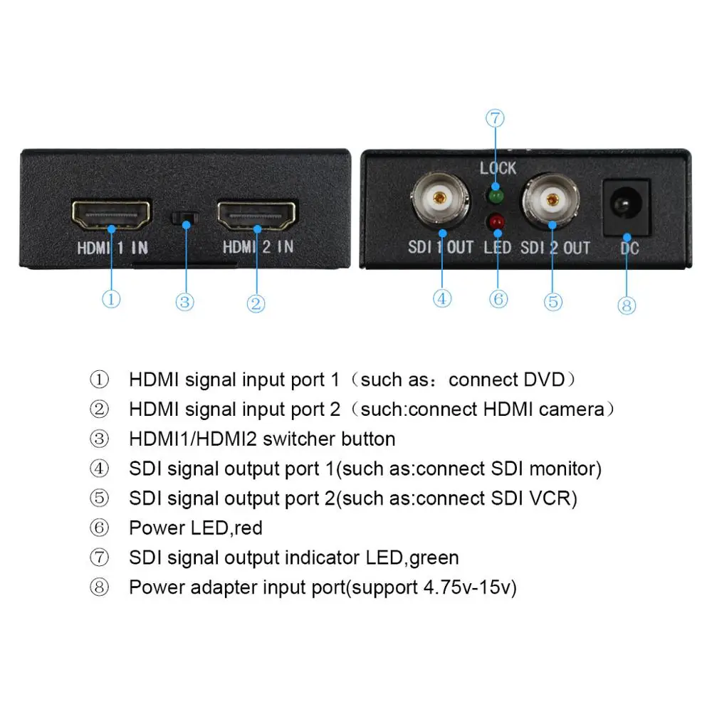 HDMI в SDI конвертер адаптер HDMI2SDI HDMI-SDI женский мини 2 входа выхода для DVD PC монитора |