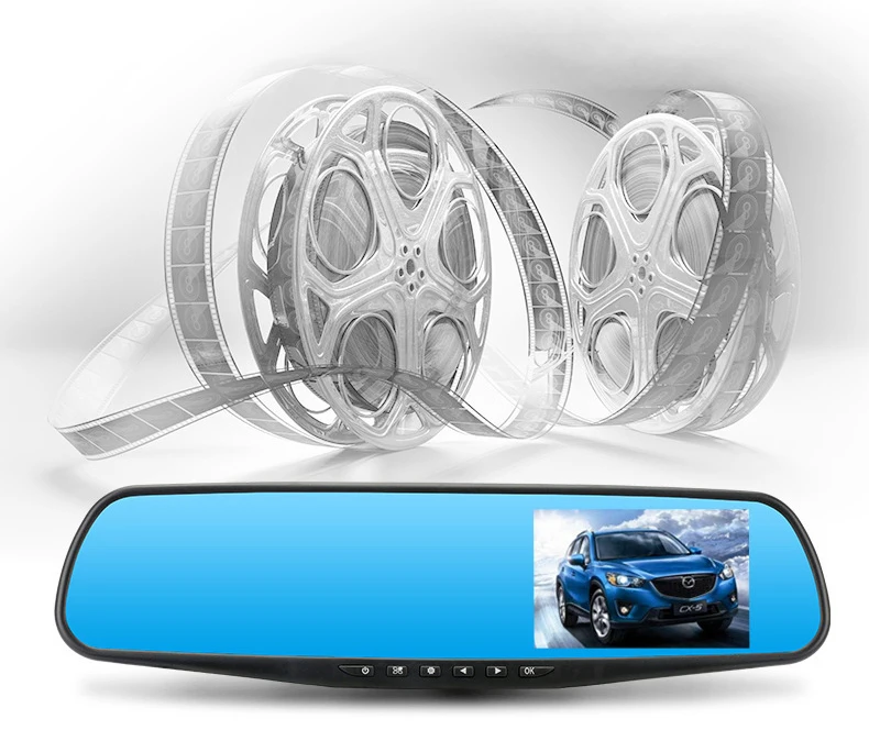 Full HD 1080P Автомобильный видеорегистратор Камера авто 4,3 дюймов зеркало заднего вида цифровой видеорегистратор Двойной объектив регистратор видеокамера