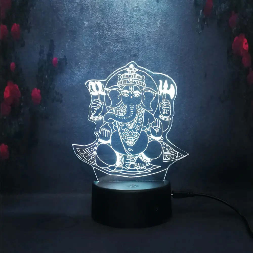 Настольная лампа 3D Светодиодная в форме слона Будды | Лампы и освещение