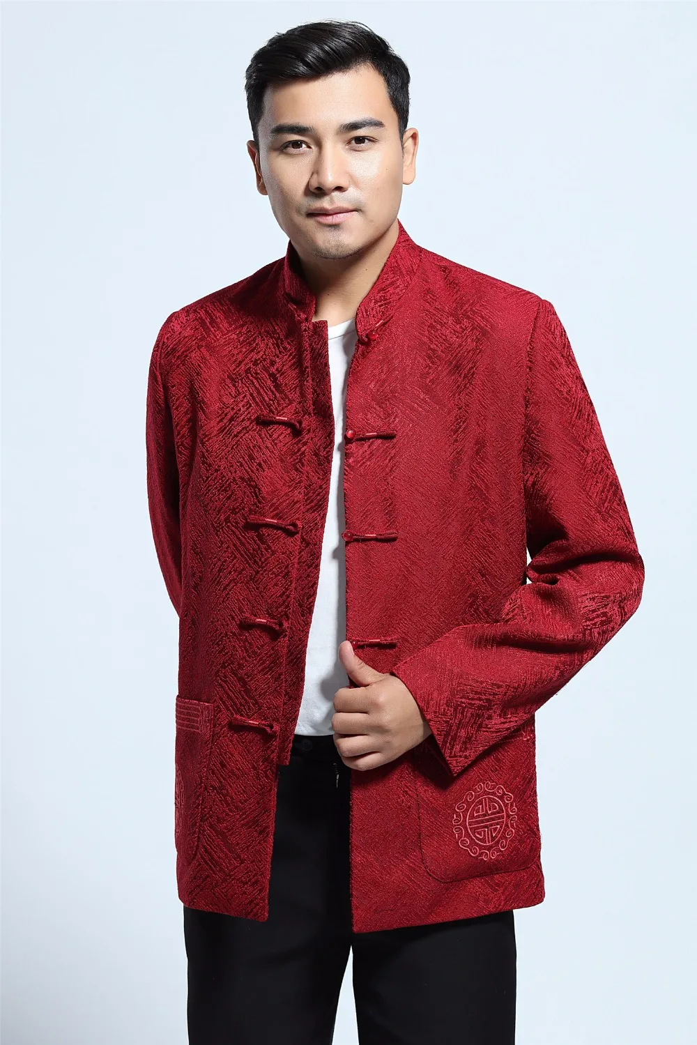Мужская шерстяная куртка в китайском стиле с длинным рукавом|tops chinese|chinese style