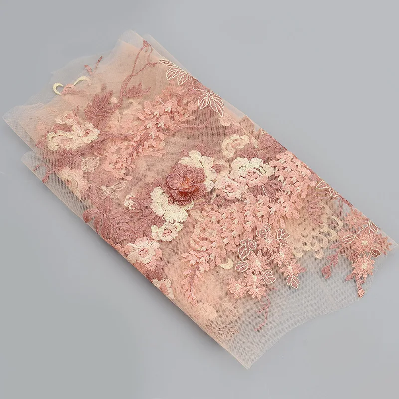 30x130cm 3D Embroidered Elegant Flower Lace Appliques Patch Fabric For Wedding Dress DIY Home Decoration | Дом и сад