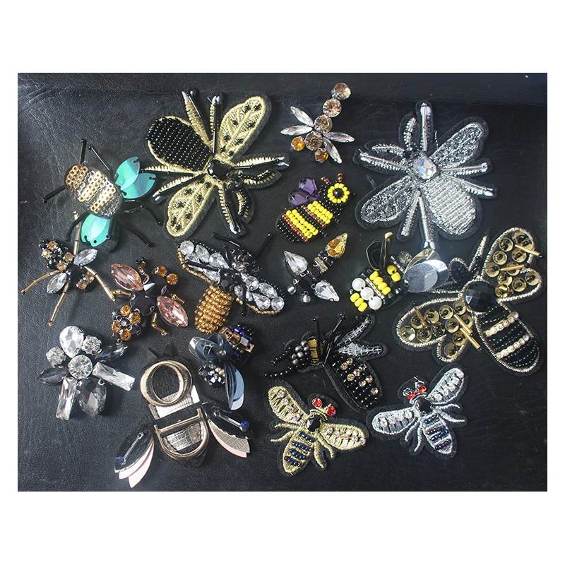 

black bees sequins Rhinestones beads appliques patches brooches