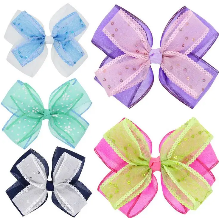 100 шт бант для волос из органзы прозрачный Бутик Hairbow девушки свадебные