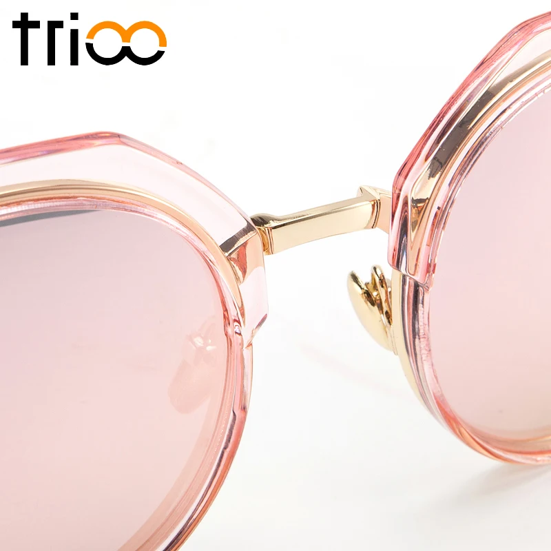Женские солнцезащитные очки в прозрачной розовой оправе TRIOO прозрачные круглые