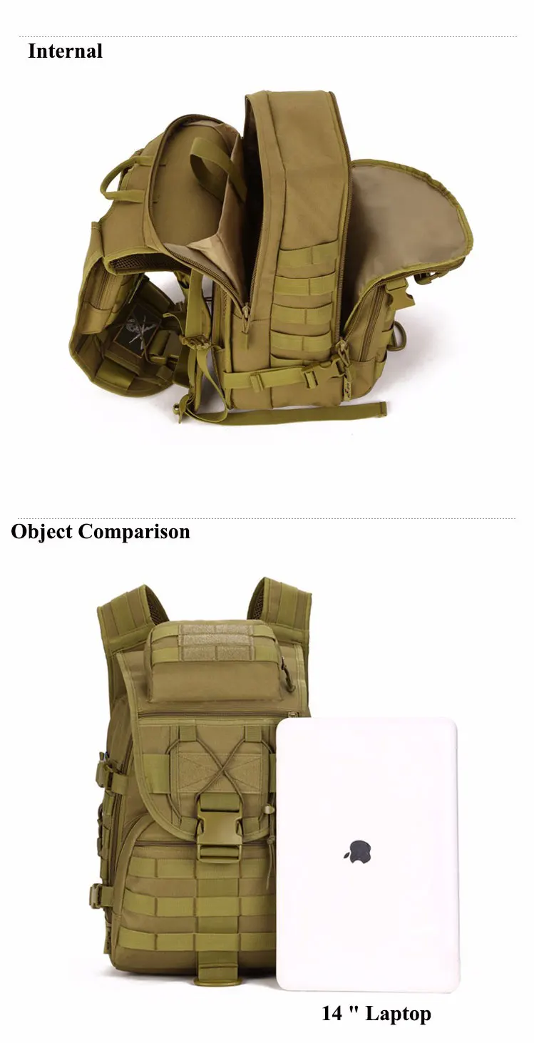 ACU/CP/Black Nylon 40L Tactical Backpack Rucksacks Military Army Bag Men Women Outdoor Waterproof Travel Hiking Camping Bag S413