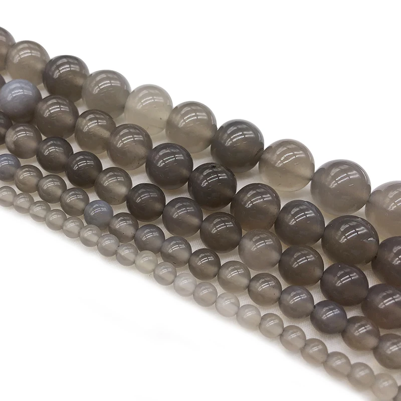 Natural Gem Stone Gray Agat Round Loose Beads 4/6/8/10/12/14MM Onyx Diy Jewelry Making Accessories | Украшения и аксессуары