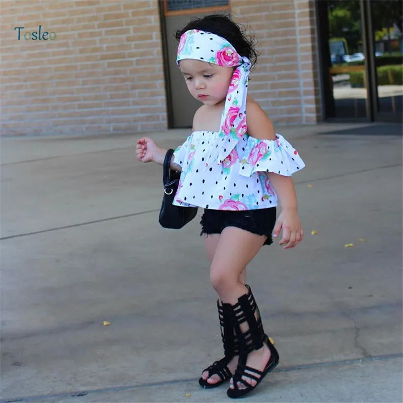 Фото Одежда для девочек летний модный детский комплект одежды 1 повязка на голову + Топ