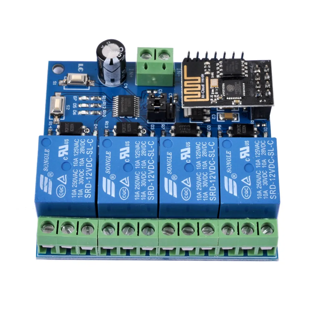 1 шт 12 V ESP8266 ESP 01 4 WiFi реле канала модуль для IOT домашний смарт телефон приложение