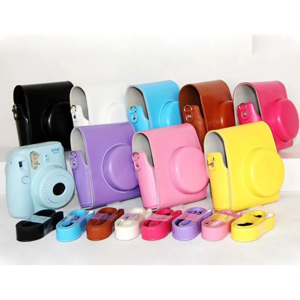 Carry PU кожаная сумка чехол Крышка & плечевой ремень для фотоаппарата моментальной