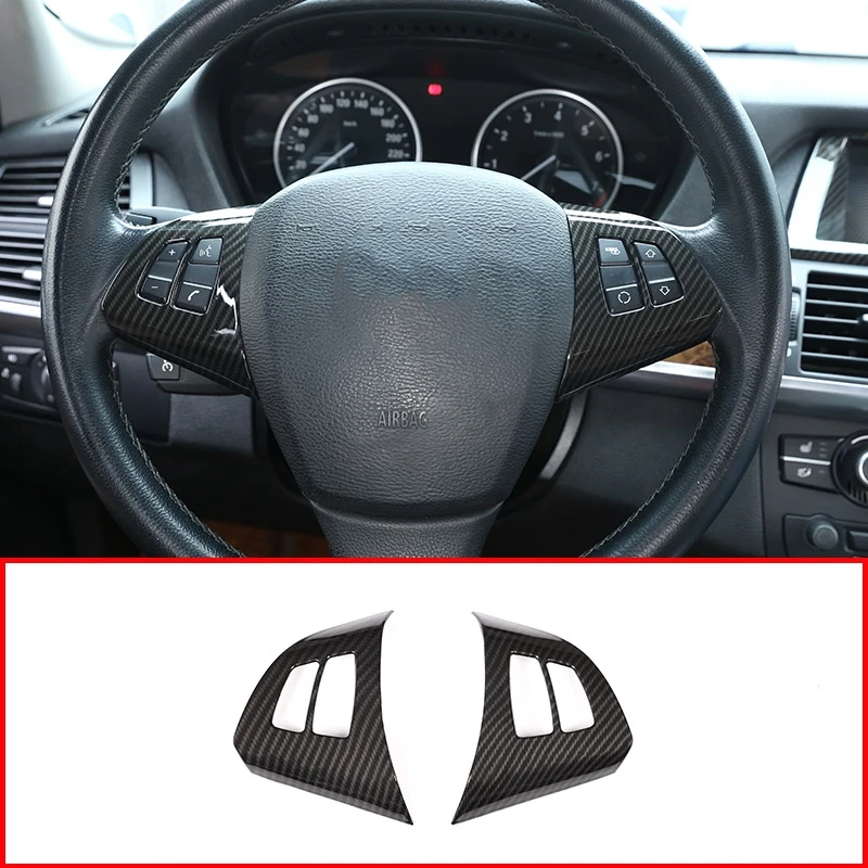 2 шт. углеродное волокно стиль ABS руль кнопка рамка отделка для Bmw X5 E70 2008 2013