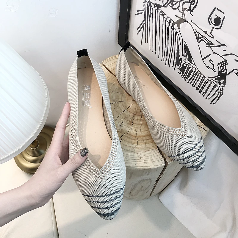Beige Г., новая весенняя женская обувь на плоской подошве женская обувь с леопардовым принтом Повседневная мягкая обувь женские балетки с закрытым носком - Цвет: Beige