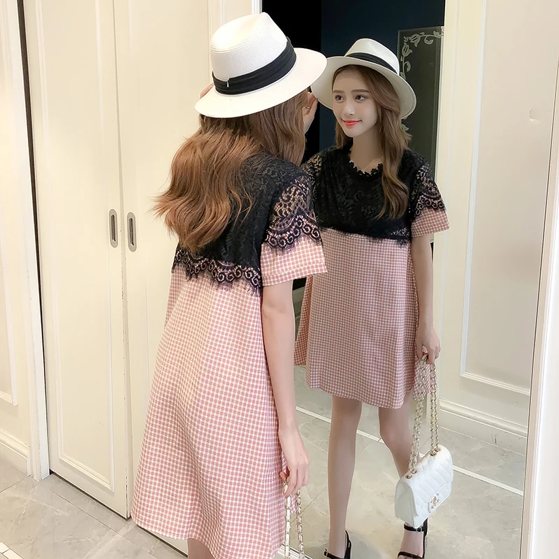 Новинка 2019 года Брендовое платье для беременных летнее клетчатое большого