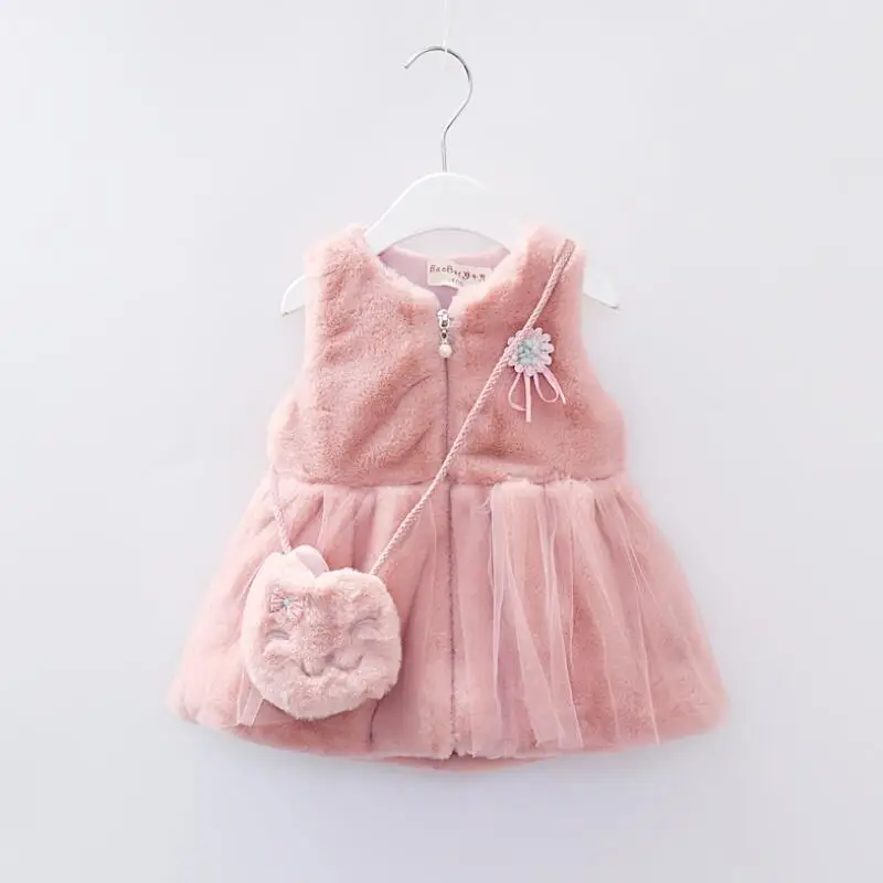 2017 осень-зима однотонная теплая детская Куртка для девочек верхняя одежда Мех