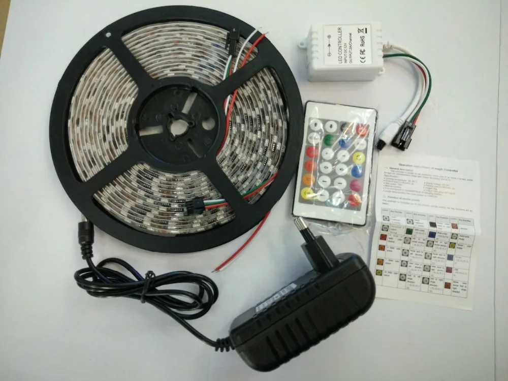 5 м DC12V ws2811ic 5050 RGB SMD Адресуемая ws2811 светодиодная полоса пикселей IP65 гибкая лента +
