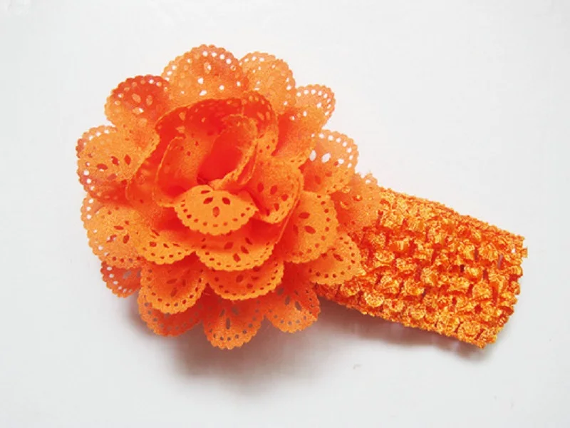 Оранжевые Цветочные ободок для новорождённого волос банты девочек подарочные