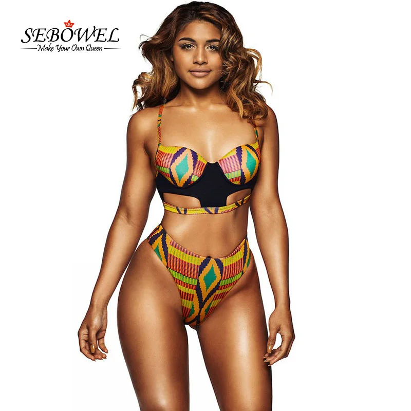 SEBOWEL сексуальный Африканский Племенной печати Купальник для женщин комплект