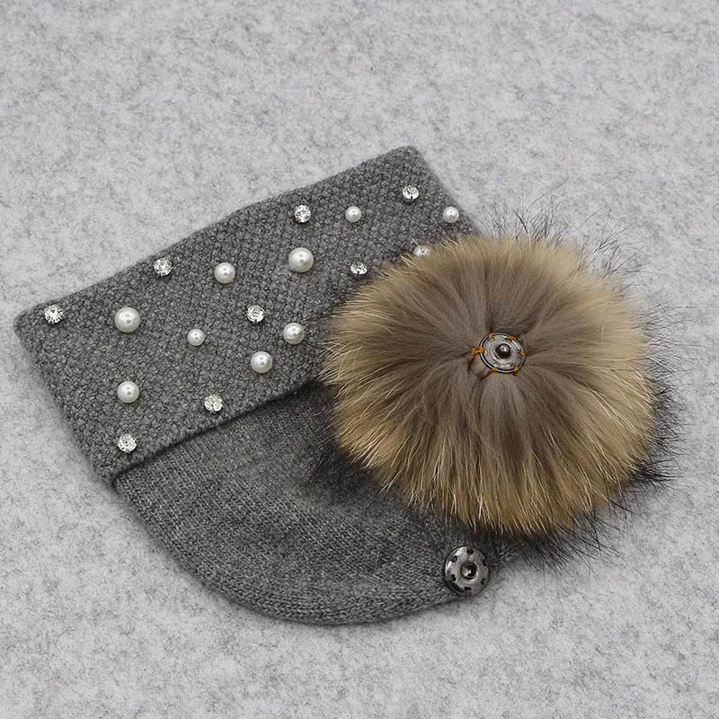 Новое поступление 2017 зимние шапки с помпоном шапка жемчугом женские вязаные