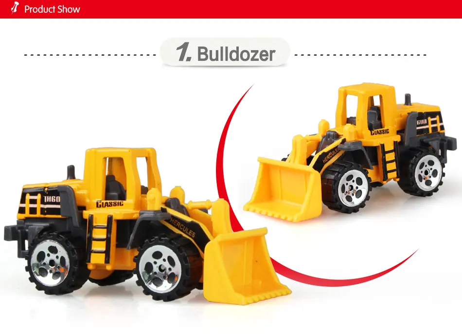 6 Types Mini Alloy Diecast Engineering Toy Car Vehicles Model Forklift Excavator Bulldozer Model Car Birthday Gift for Kids Boys