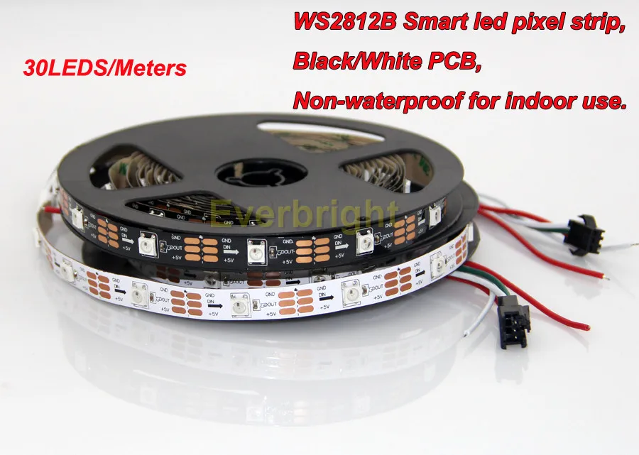5 м черный/белый PCB 30 Pixel/M 150 светодиодов WS2812B WS2812 2812 IC 5050 RGB светодиодные пиксели
