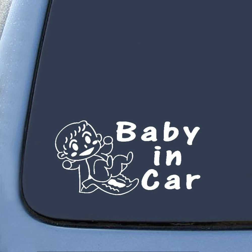 Fusion Kids Baby In Car Smile виниловая наклейка на автомобиль Черно-белая Автомобильная окно