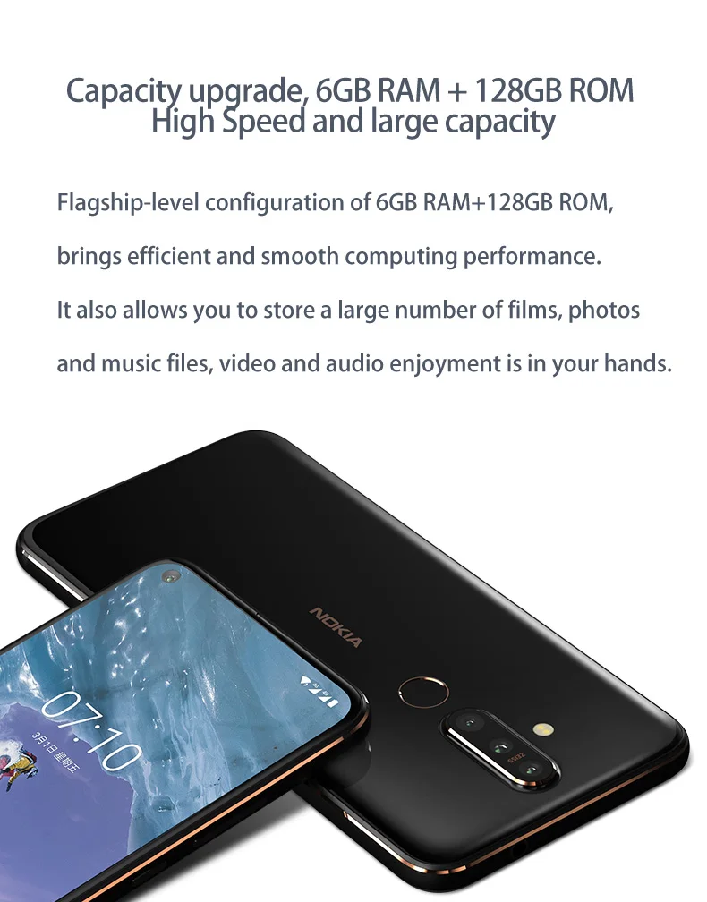 Мобильный телефон Nokia X71, 6 ГБ ОЗУ, 64 ГБ/128 Гб ПЗУ, две sim-карты, Android, LTE 6,39 '', 4 камеры, четыре ядра, 3500 мАч, отпечаток пальца, Snapdragon 660