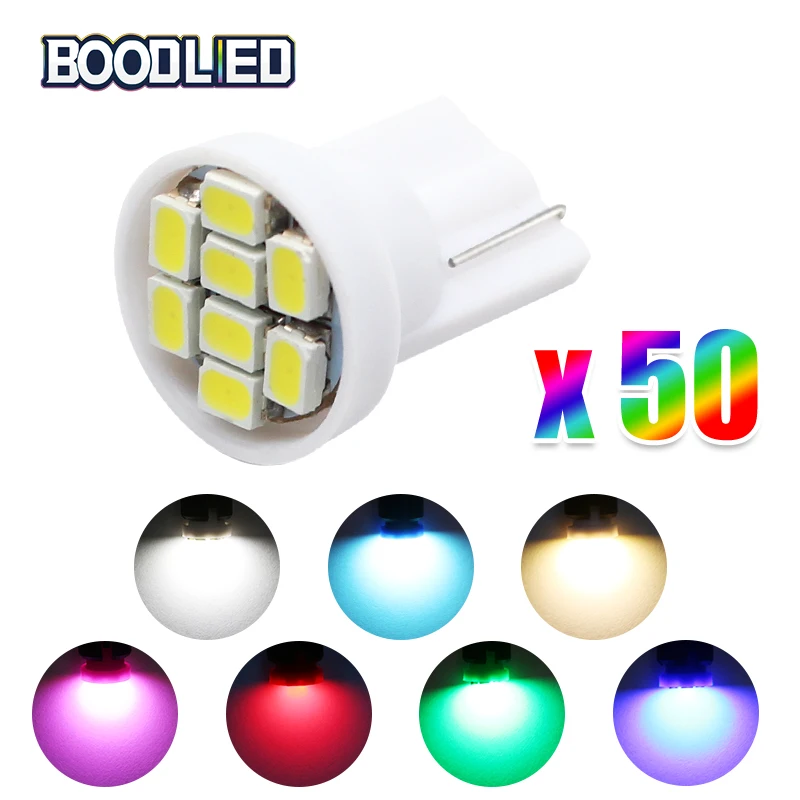 50 шт. W5W T10 светодиодный 1206 3020 SMD лампы Красочные 194 168 192 автомобильный светильник