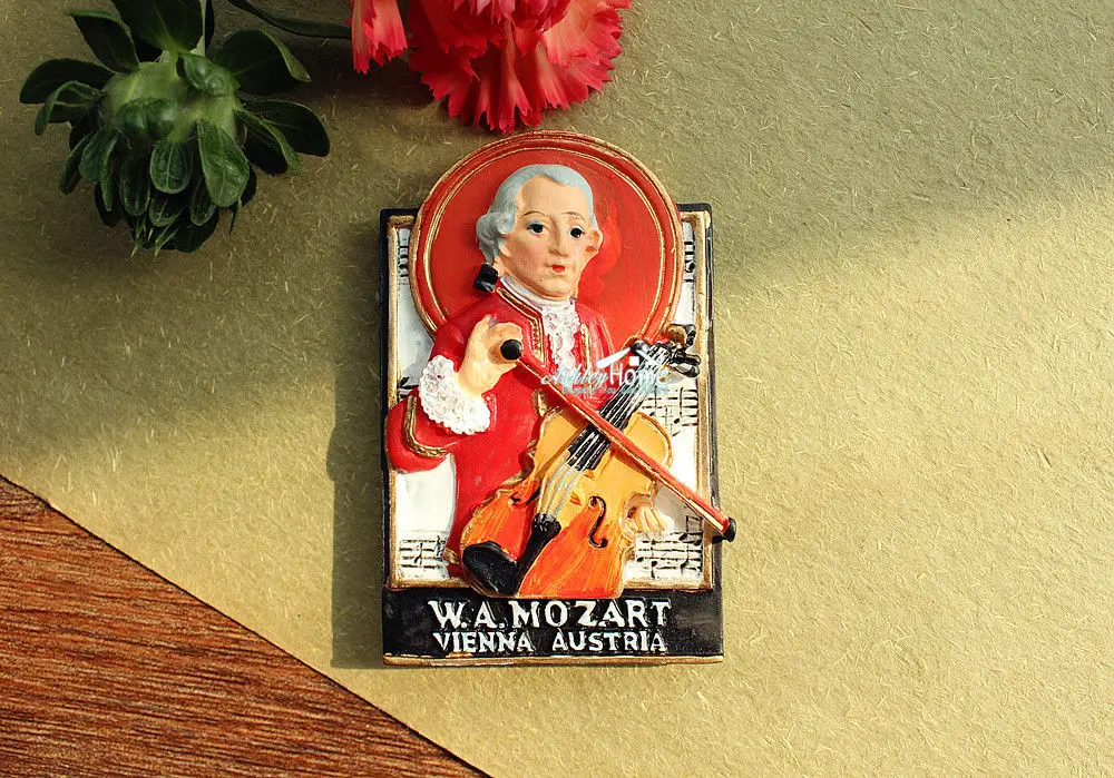 Туристический сувенир W.A Mozart Vienna Австрия 3D магнит на холодильник из смолы идея