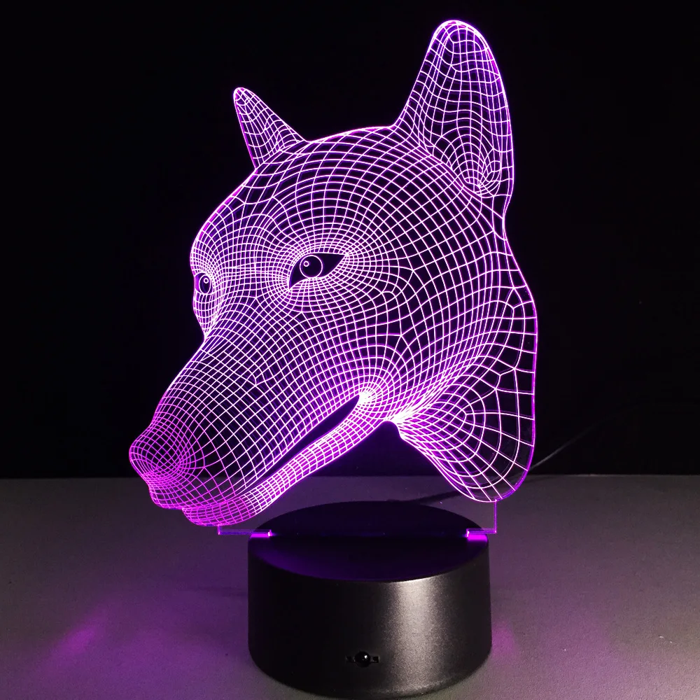 

Dog Head 3D Night Light Kids Toy Remote Touch LED Table Lamp 7 Color Flashing Xmas Gift