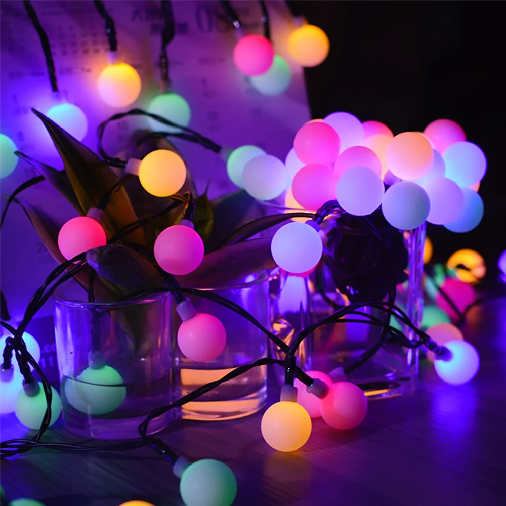 HUSUYUHU 50 LED Солнечная энергия Шаровые струнные огни Глобус водонепроницаемый
