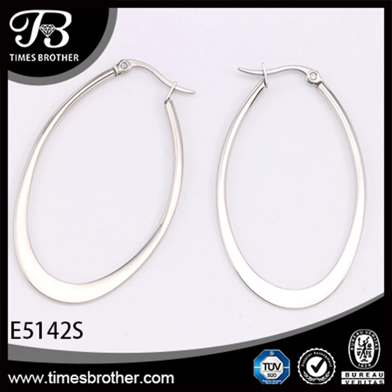 

Серебряные плоские овальные серьги-кольца из нержавеющей стали 316L, блестящая полировка, Элегантные украшения для женщин, фабричная акция